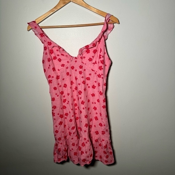 Zara pink ruffled printed mini dress M - Picture 3 of 7